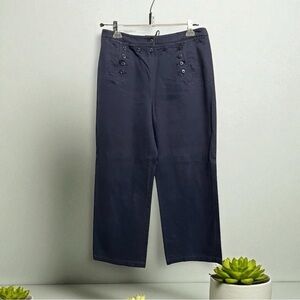 Ralph Lauren Dark Blue Cotton Sailor Jeans Button Bib Waist Laced Back Size 16